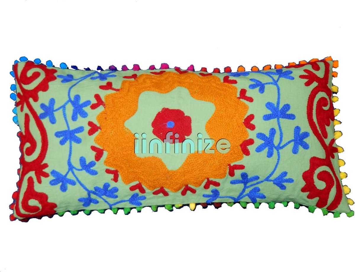 Dekbedovertrek rechthoekig 12x24 inch - geborduurd katoen - multifunctioneel - sfeervolle decoratie - SnelShoppen