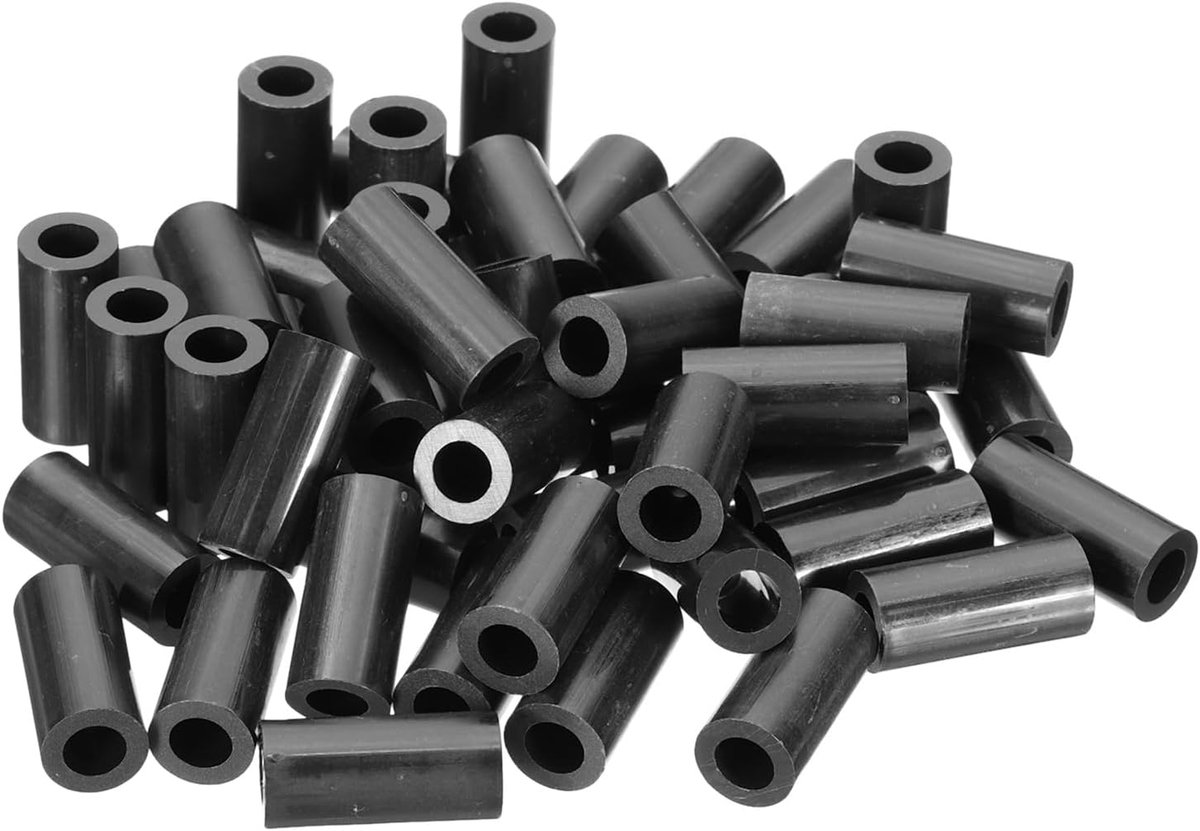 50 Stks M8 ABS Spacers 5/16 "ID x 9/16" OD x 1 3/16 "L Plastic Ronde Spacer Wasmachines Zwart Standoff Moer Onschroefdraad voor M8 of 5/16 "Schroeven Bouten Elektrische Outlet