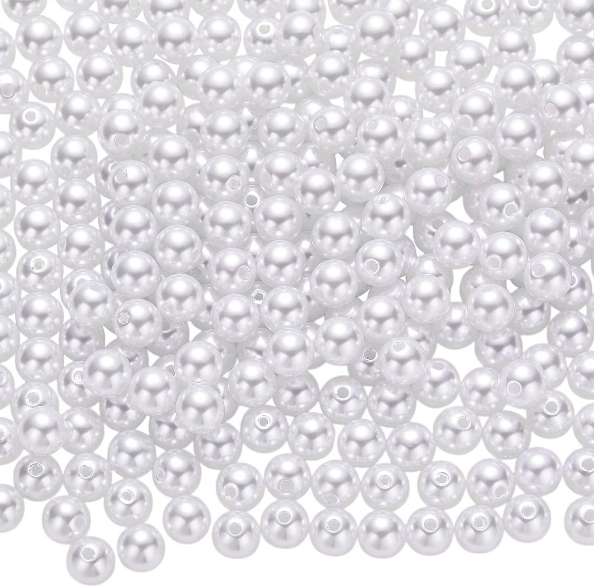 Kralen met gat, ivoorkleurige ronde losse kunstkralen voor het maken van sieraden, armbanden, halskettingen en knutselwerk, om op te naaien, als haarsieraad en vazenvulling