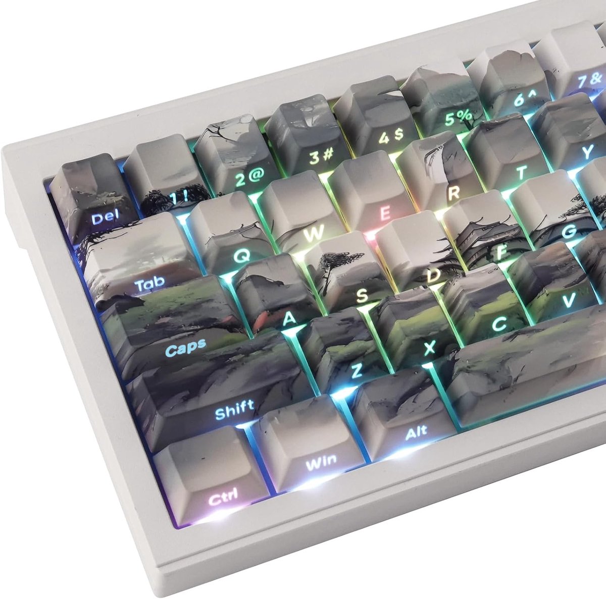 PBT Keycaps 135 toetsen Custom Cherry Profiel Keycaps Dye-Sub Tastenkappen Zijprint Tastenkappen voor MX-schakelaars ISO/ANSI UK Layout Mechanische Gaming Toetsenbord
