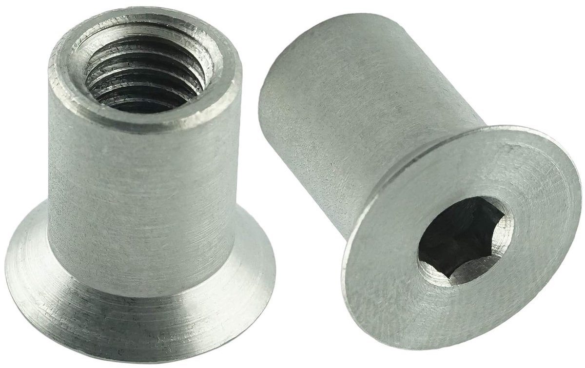 x 16 mm hulsmoeren met verzonken kop en binnenzeskant (5 stuks) - roestvrij staal A1 1.4305 - roestvrij