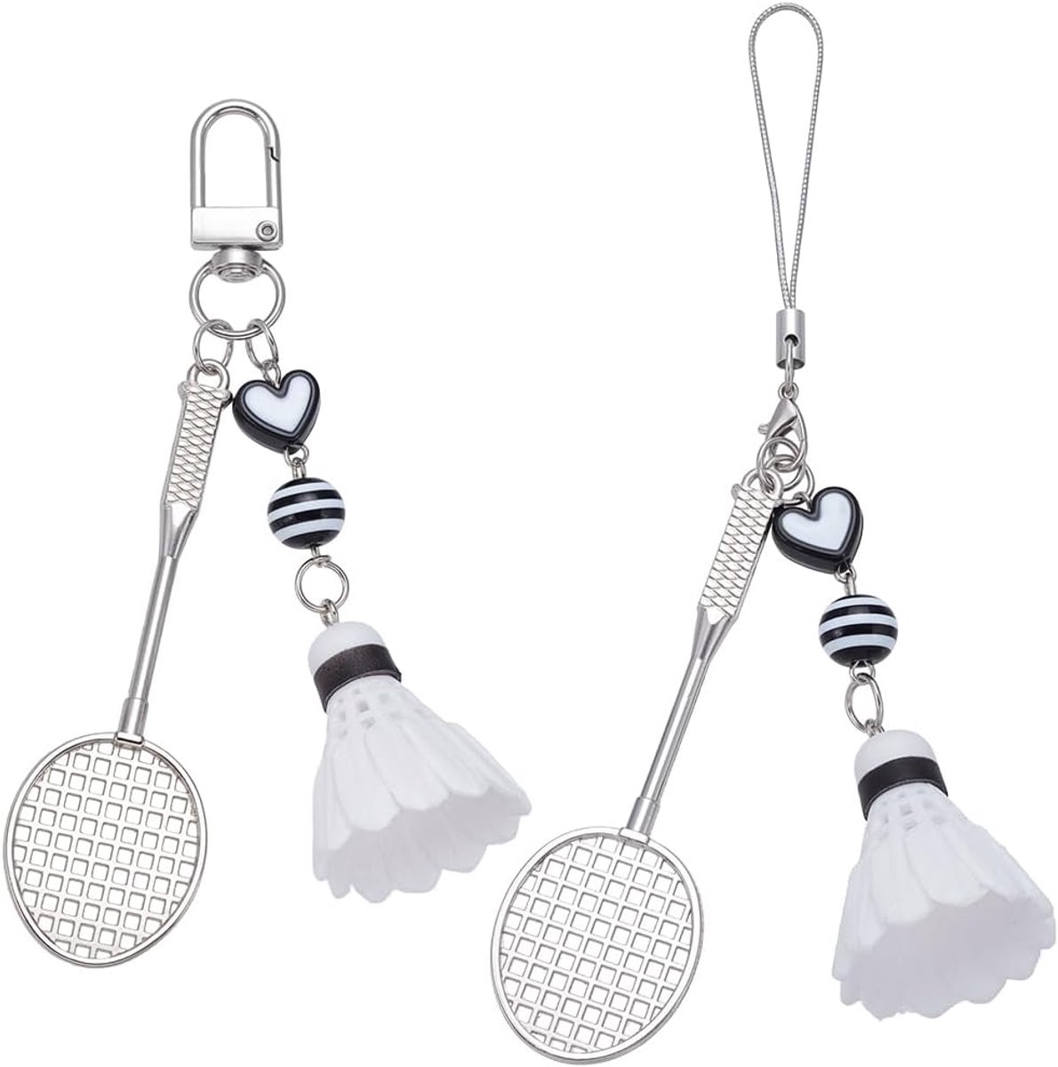 2 Stks Badminton Sleutelhanger Bulk Sport Sleutelhanger Bedels Eenvoudige Bal Witte Legering Racket Hars School Decoratie Sleutelhanger Auto Sleutelhanger Sleutelhanger Portemonnee Tas DIY