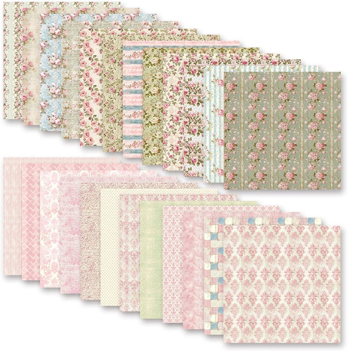 Knutselpapier, 30 x 30 cm, scrapbookpapier, 24 vellen/12 designs, dubbelzijdig knutselpapier, decoratief papier, decoupage papierblok voor doe-het-zelf albums, bullet journals, schattige