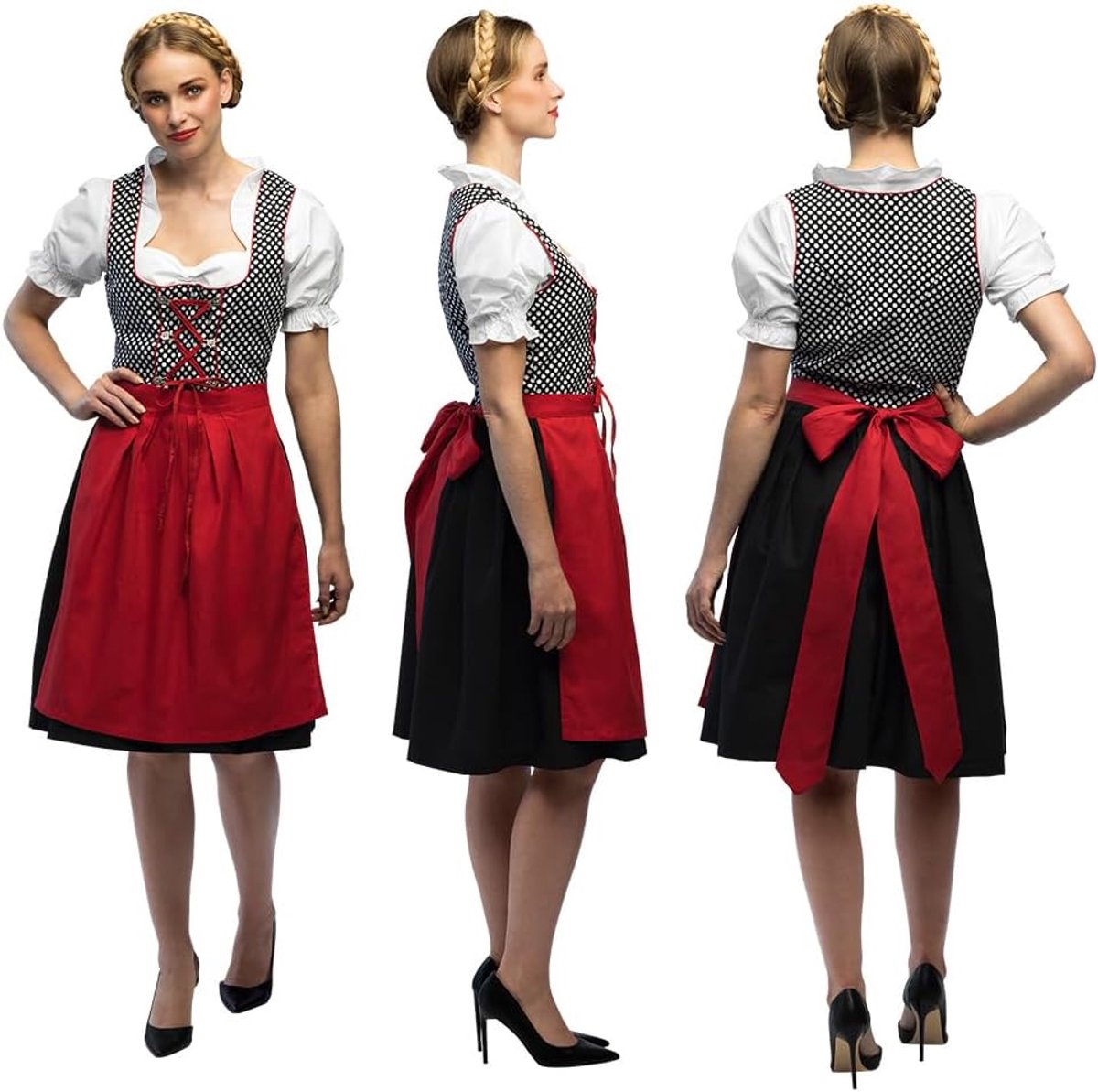 - Beiers kostuum, dirndl-set | Jurk, blouse en schort, carnaval, themafeest en bierfeest, Beierse klederdracht