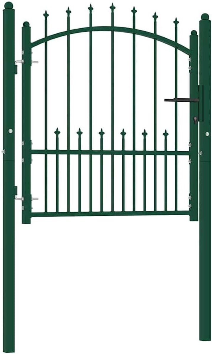 Staal 104 x 97 cm groen met spikes | Gepoedercoat, roestbestendig, inclusief 2 palen en scharnieren, sluitsysteem met 3 sleutels