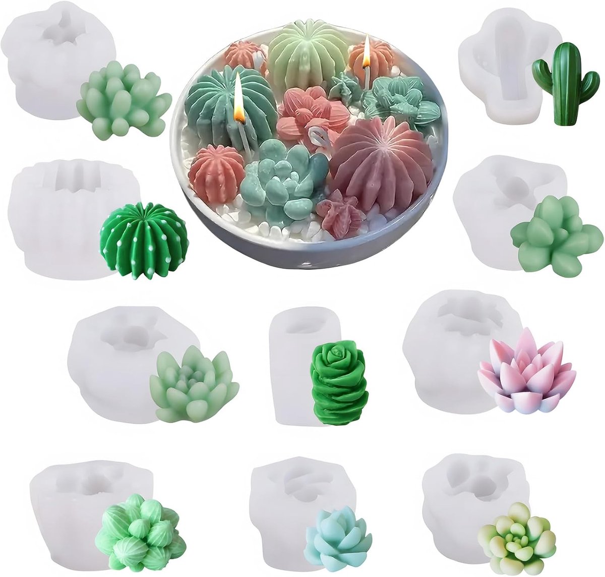 Mallen Set, 3D Bloem Hars Mallen voor Kaars, Zeep, Wax, Epoxyhars, DIY Craft, Succulente Plantenmallen voor Cake en Decoratie