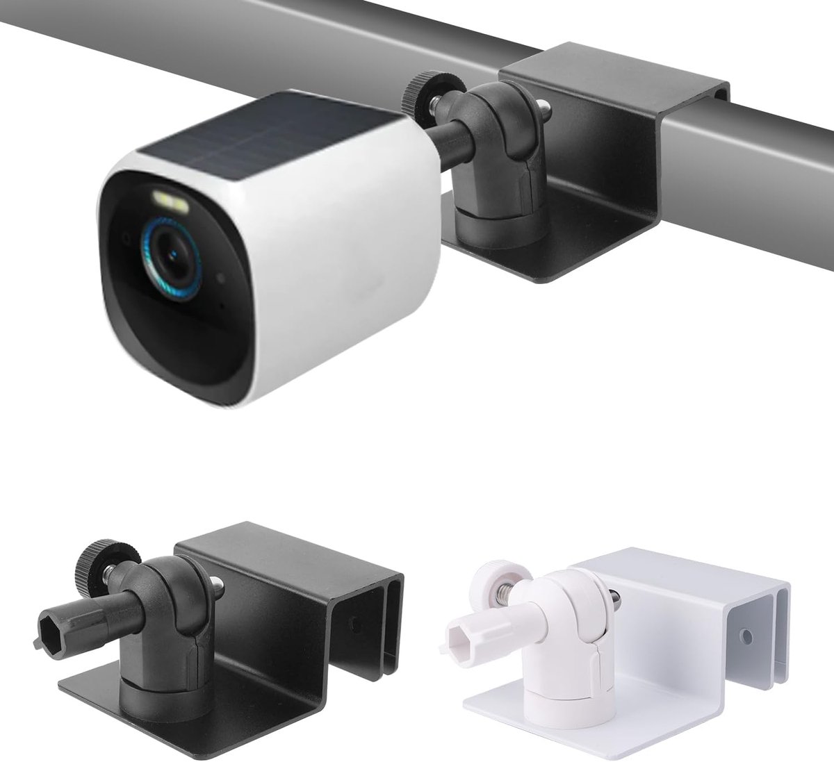 2st Dakgootbevestiging voor Beveiligingscamera, Wit Zwart 360° Verstelbare Beveiligingscamerabevestiging voor Eufy Security Solocam S220/C210, Eufycam 2C/2C Pro, 3/S330, 2/2 Pro, 3C/S300