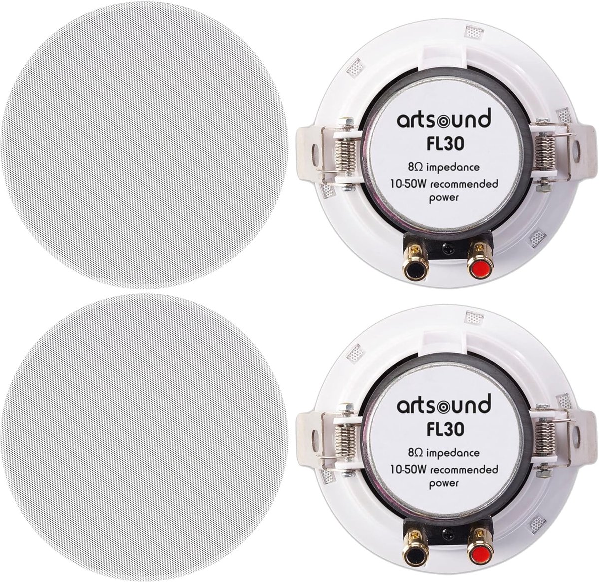 Passieve wandluidsprekers - 20 Watt - ronde vorm - ideaal voor kantoor en wachtkamer - SnelShoppen
