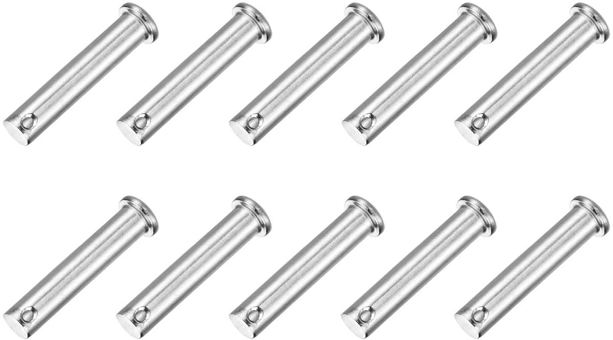 Steekbouten, 10 stuks, M10 x 50 mm, enkele gat, splintbouten, 304 roestvrij staal, platte kop, aanhangersplintbouten voor aanhangervergrendeling, monteurreparatie, meubelinstallatie