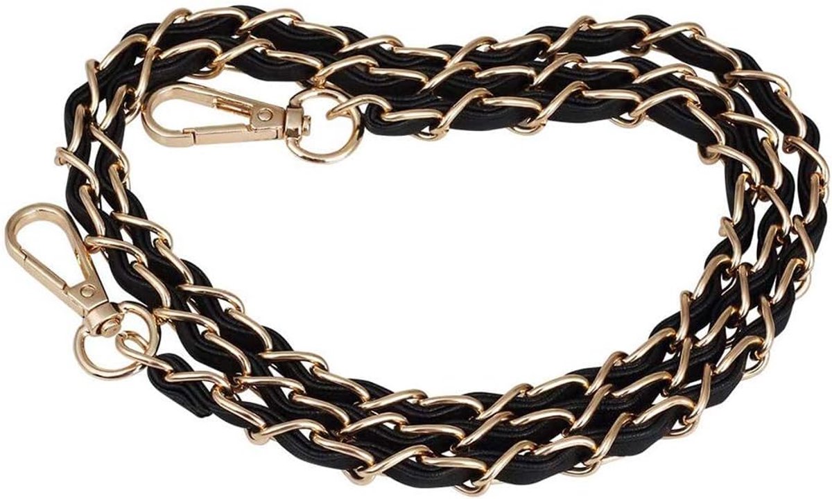 Zwarte gevlochten lederen kettingriem voor avondtas, schoudertas, schoudertas, handtas, tassen, 120 cm
