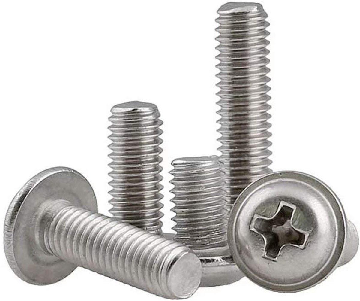 Machineschroeven, Ronde Flenskop Schroeven Kruiskopschroef Met padschroef, M5*12mm,20 stuks