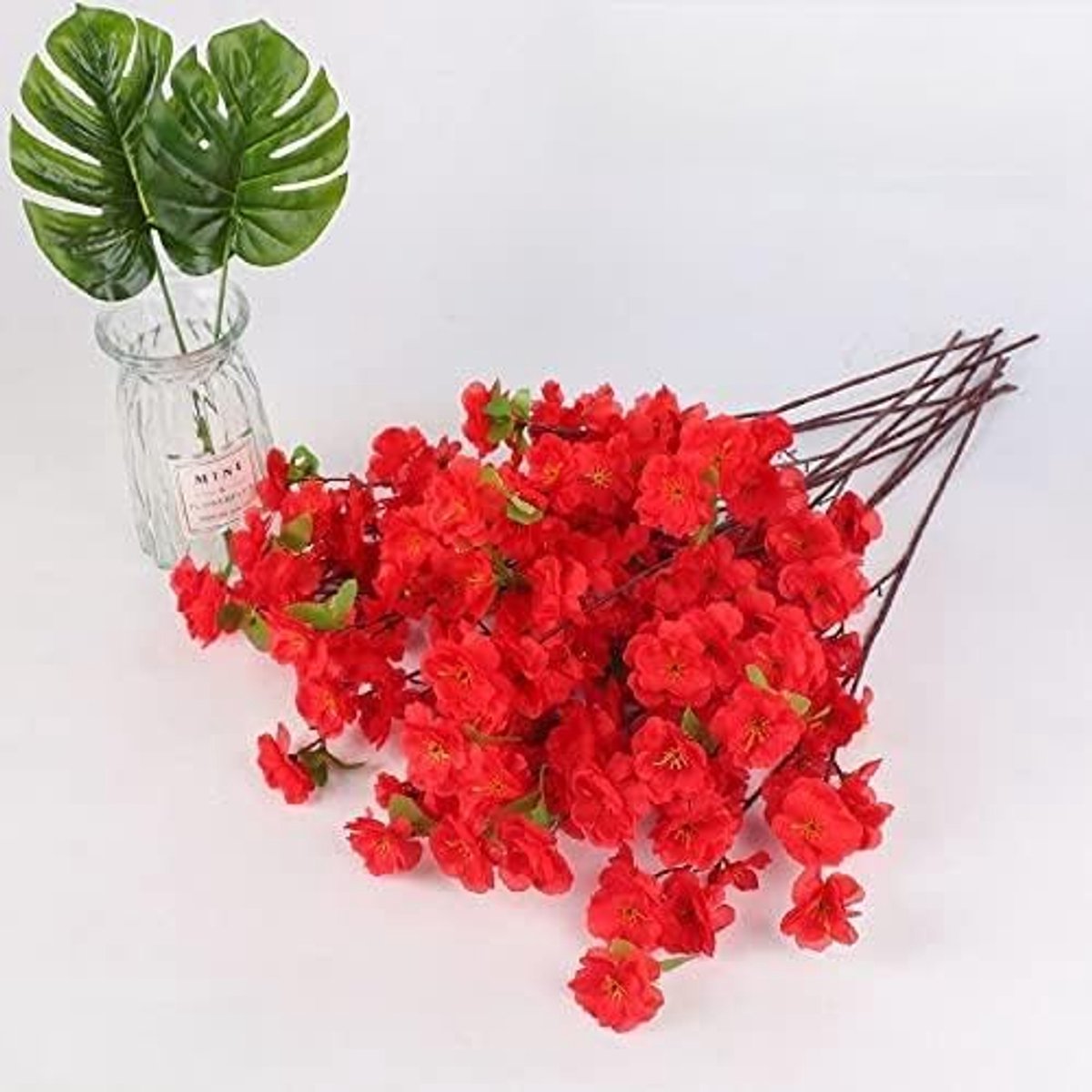 Nepbloemen Kunstbloem Cherry Spring Plum Blossom Peach Tak 30cm-60cm Zijde Bloem Boom Bloemknop for Bruiloft Decoratie kunstbloem (Color : 25)