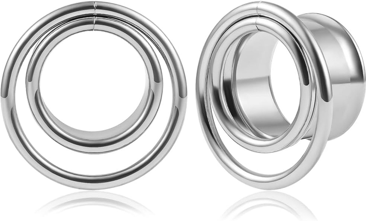 Tunnels Vlees Brancard Double Flared Plugs Meters Coil Rvs Oren Piercing Sieraden voor Mannen Vrouwen 8mm tot 19mm