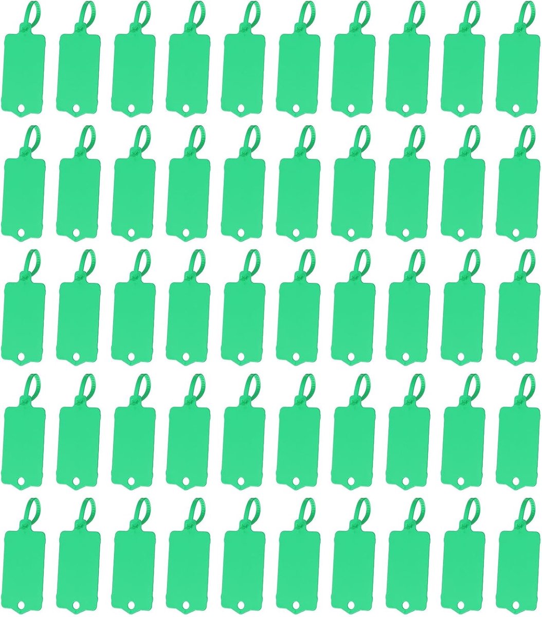 Herbruikbare plastic labels, 100 stuks verzendlabels waterdicht voor het labelen van verzendetiketten beveiligingszegels beschrijfbare markeringsbanden opknoping tags opslag tag groen
