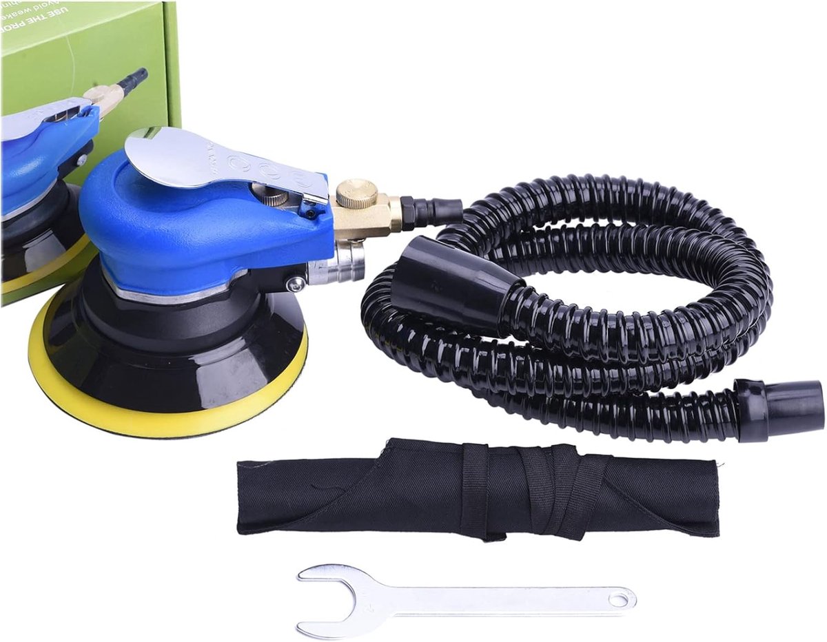 Excenterschuurmachine perslucht 125 mm, multischuurmachine met stofafscheider, professionele polijstset