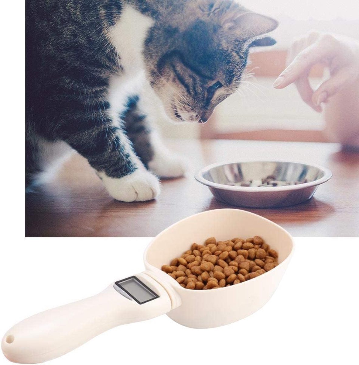 Draagbare elektronische dierenvoedingsweegschaal, keukenweegschaal, nauwkeurige meetschep voor diervoeding