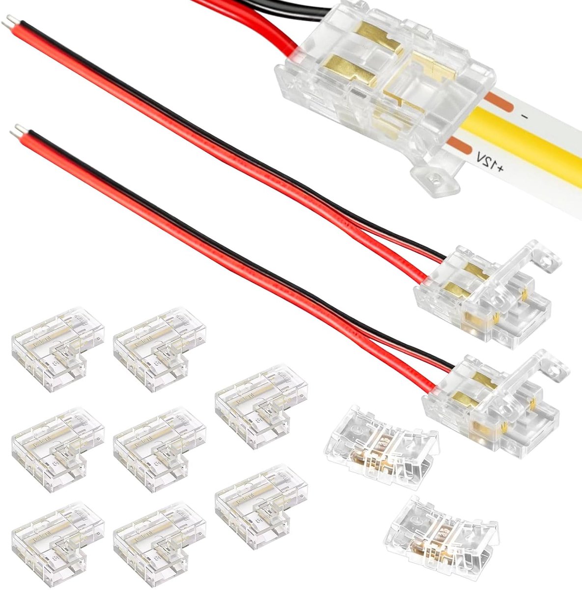 12 stuks 2-polige 8 mm LED-connectoren – soldeervrije LED-strip connector voor SMD/COB strips