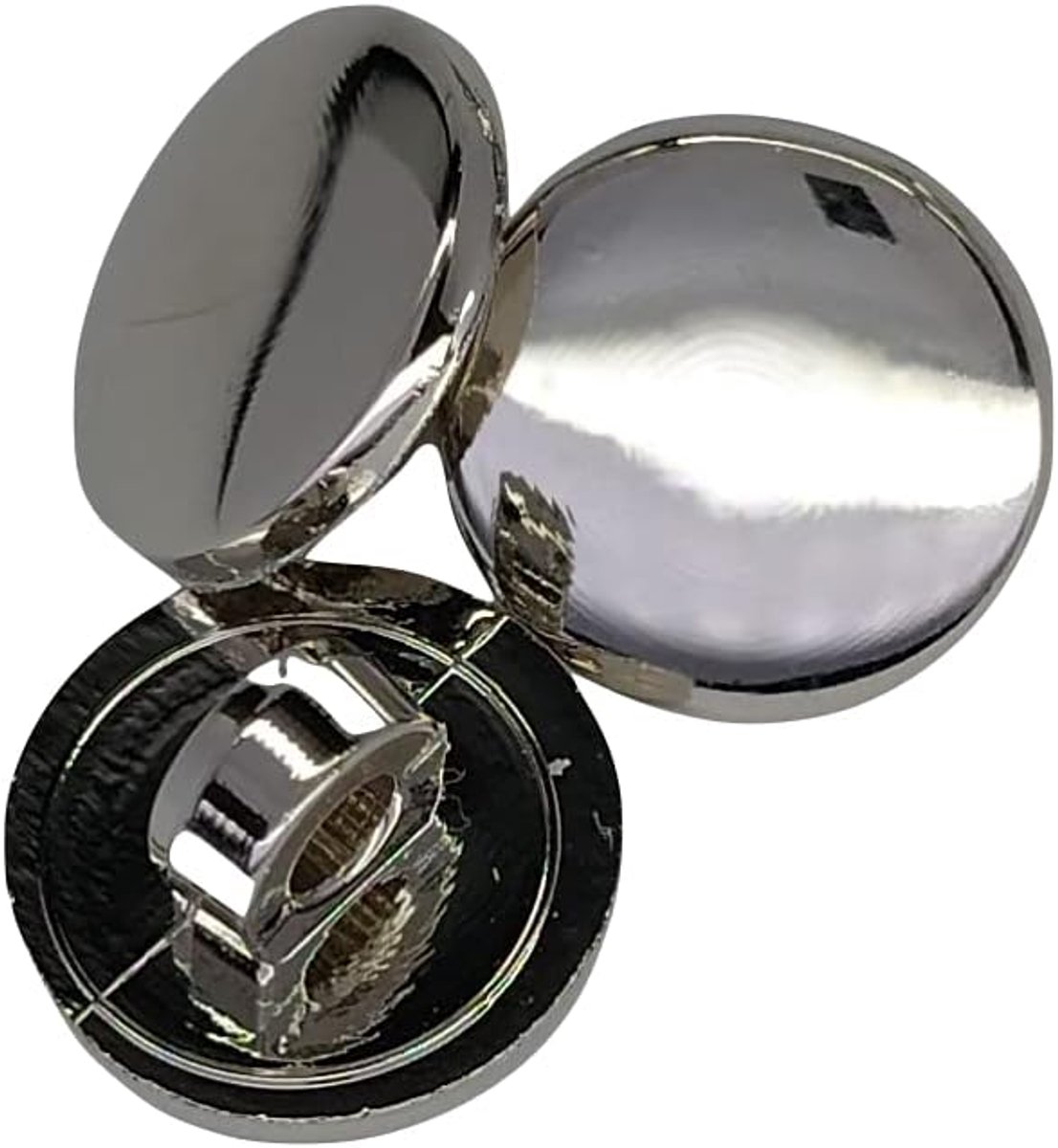 25 knoppen in goud en zilver, plat en glanzend, 5 maten, naaitoebehoren voor jassen en Amerikanen, gemaakt en verzonden uit Spanje (zilver, 12 mm)