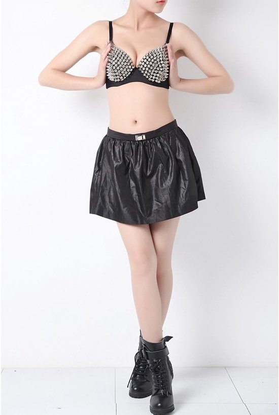 All-Over Spike Rivet Dance BH Metallic Punk Style Nightclub Wear — afbeelding 4