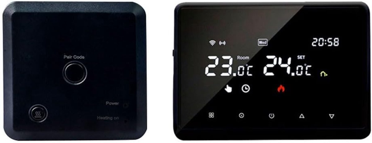 Slimme Wifi Thermostaat - Programmeerbaar - Zwart - Voor verwarming en vloerverwarming - ShopVlot