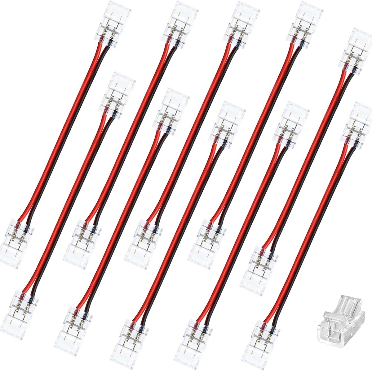 LED strip connector 2Pin - transparant 90 graden - zonder solderen - naadloze hoekverbinding (10 stuks) - ShopVlot