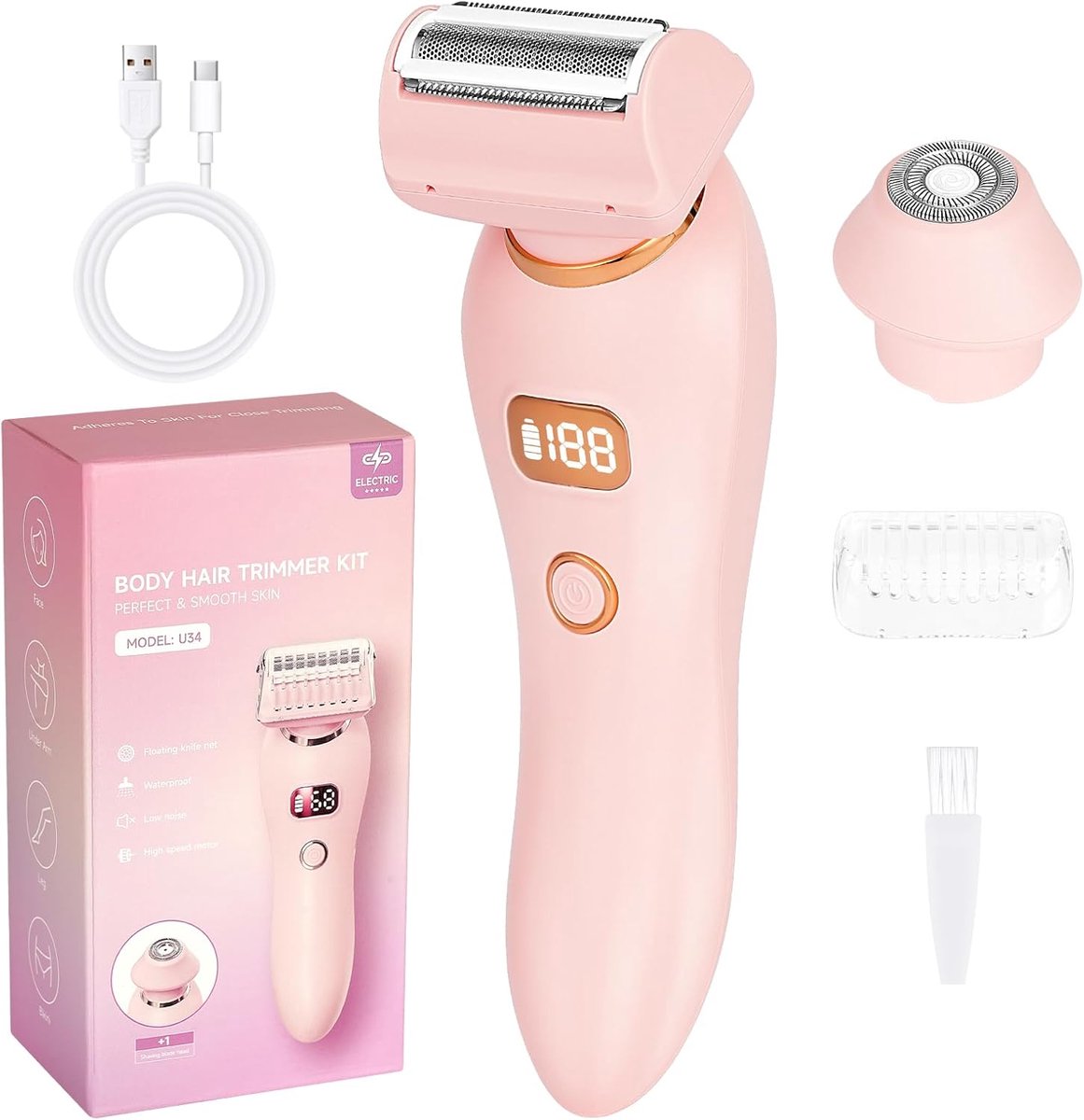 Dames scheerapparaat - 2-in-1 elektrisch - draadloos en pijnloos - ideaal voor gevoelige gebieden - ShopVlot