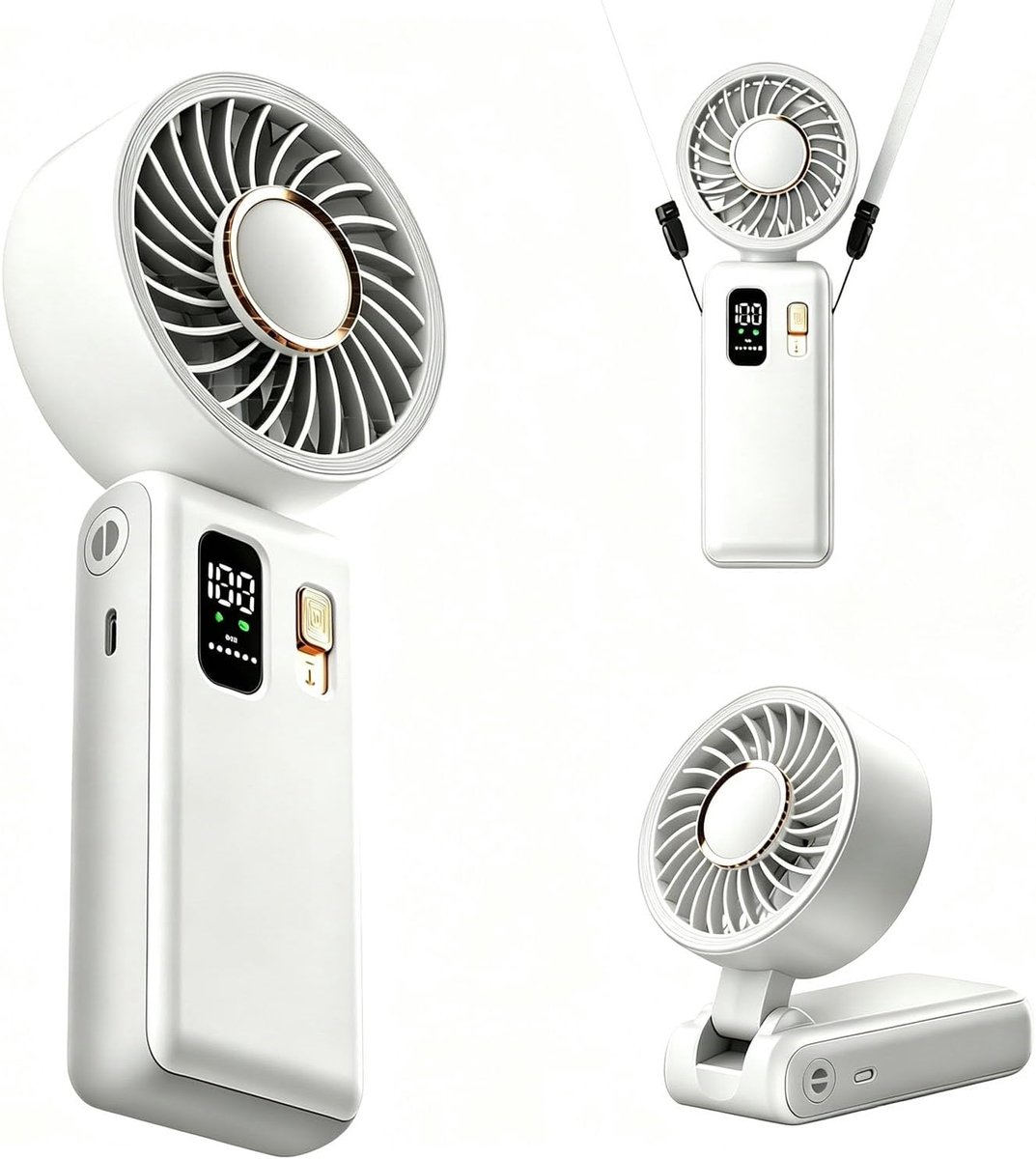 Draagbare Handventilator - USB Oplaadbaar - 1-100 Snelheden - Persoonlijke Koeling voor Thuis of op Reis - ShopVlot