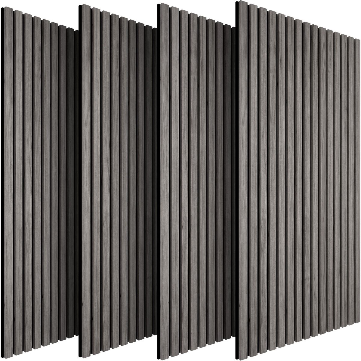 tectake® Akoestische Panelen - Set van 4 - Akoestisch Wandpaneel - 60 x 120 cm - 1,1 cm dik - 2,88 m² - Wandpanelen - Aanpasbare Grootte - Lattenwand - MDF - Houtfineer - Geluidsisolatie - Wanddecoratie - Eenvoudige Montage - Eik Lichtgrijs