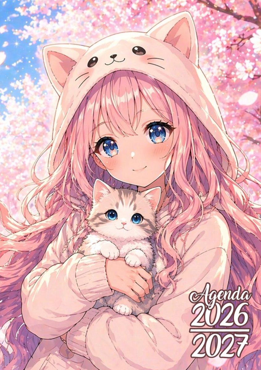 SnelShoppen - Agenda Scolaire 2026-2027: Kawaii Fille & Mignon Chat | Dagelijkse Planner | 12x17 cm | September 2026 – Juli 2027 | Primaire & Collège