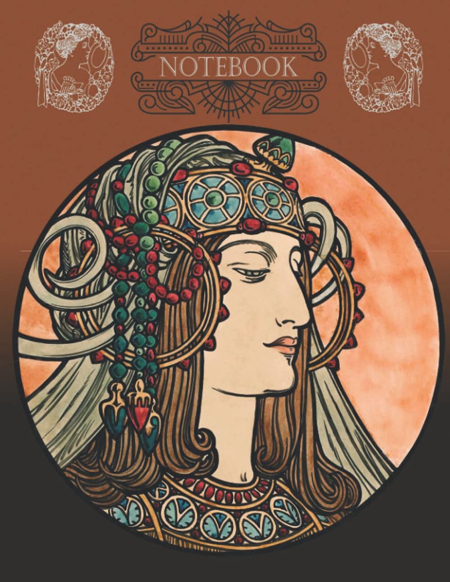 Dot grid notitieboek 8,5 x 11,5 - 108 pagina's - Art nouveau afbeelding - Ideaal voor journaling - ShopVlot
