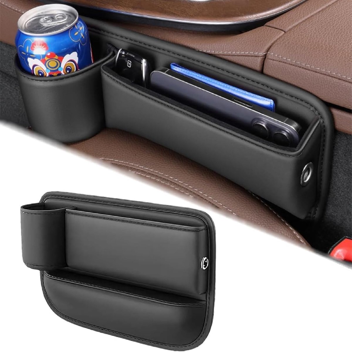 Autostoel opbergdoos 30 x 20 x 8 cm - leren organizer - extra opbergruimte - gemakkelijk te installeren - ShopVlot