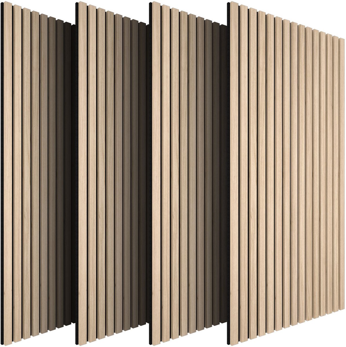 tectake® Akoestische Panelen - Set van 4 - Akoestisch Wandpaneel - 50 x 110 cm - 1,1 cm dik - 2,2 m² - Wandpanelen - Aanpasbare Grootte - Lattenwand - MDF en Houtfineer - Geluidsisolatie - Stijlvolle Wanddecoratie - Eenvoudige Montage - Licht Eiken