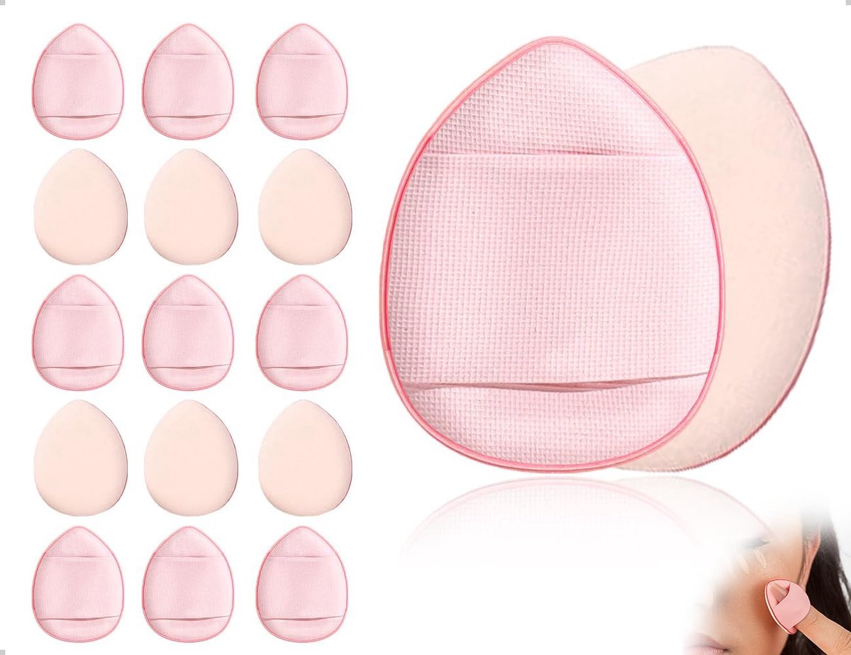 Poederkwasten set 15 stuks - Mini make-up spons - Roze - Voor foundation en concealer - ShopVlot