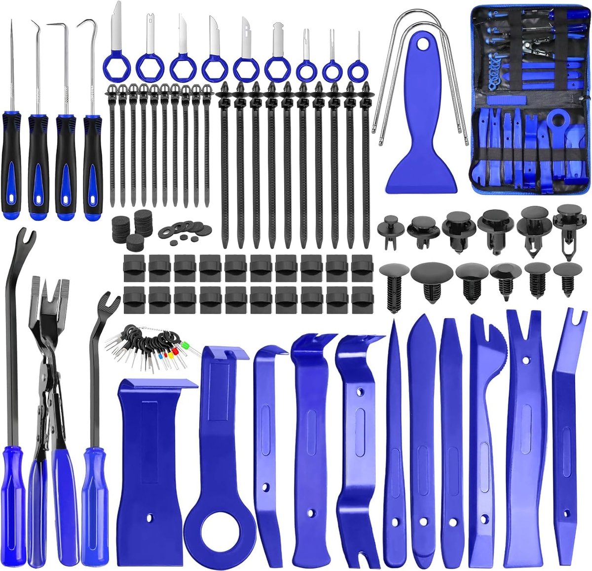 Trimmingsverwijderingsset 238-delig - Plastic gereedschap - Met zelfklevende kabelclips - ShopVlot