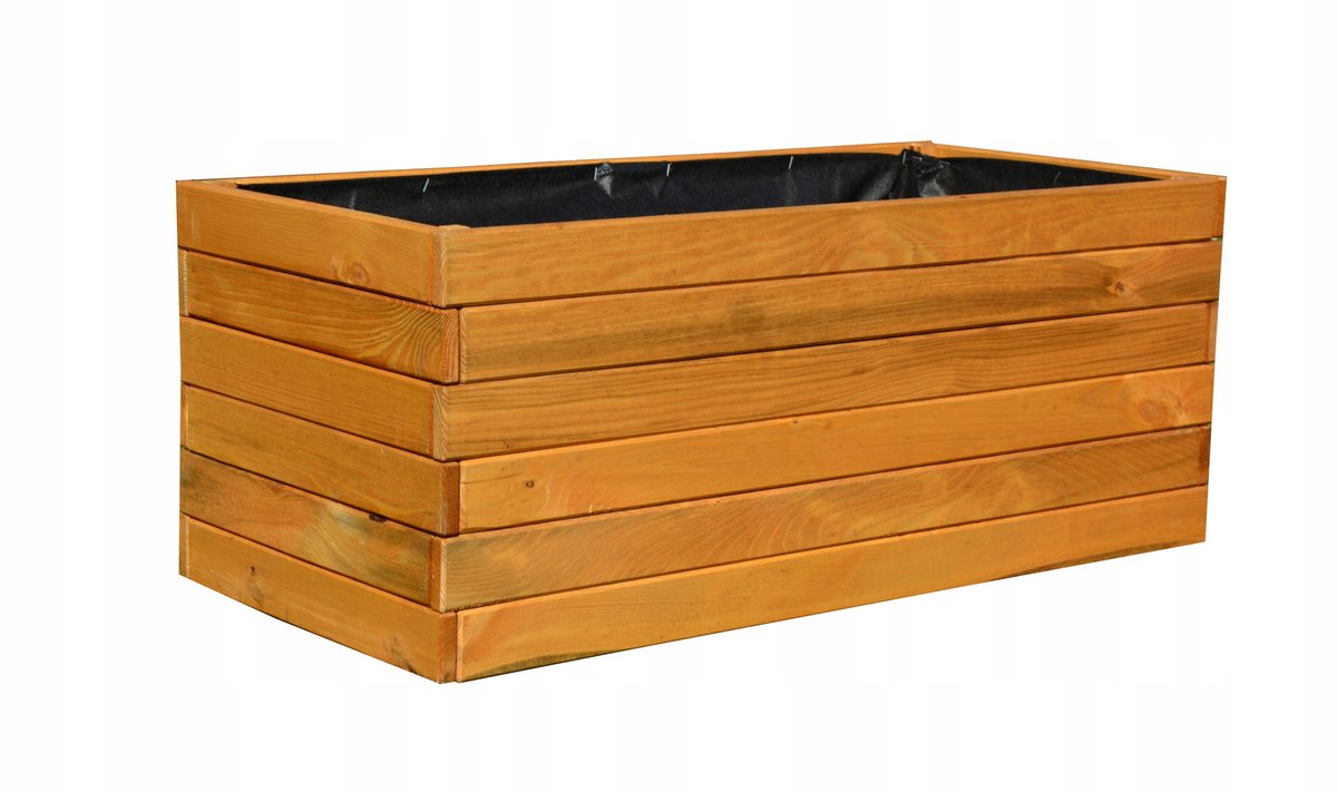 Houten bloembak terras balkon, lichtbruin, stevig, 80cm