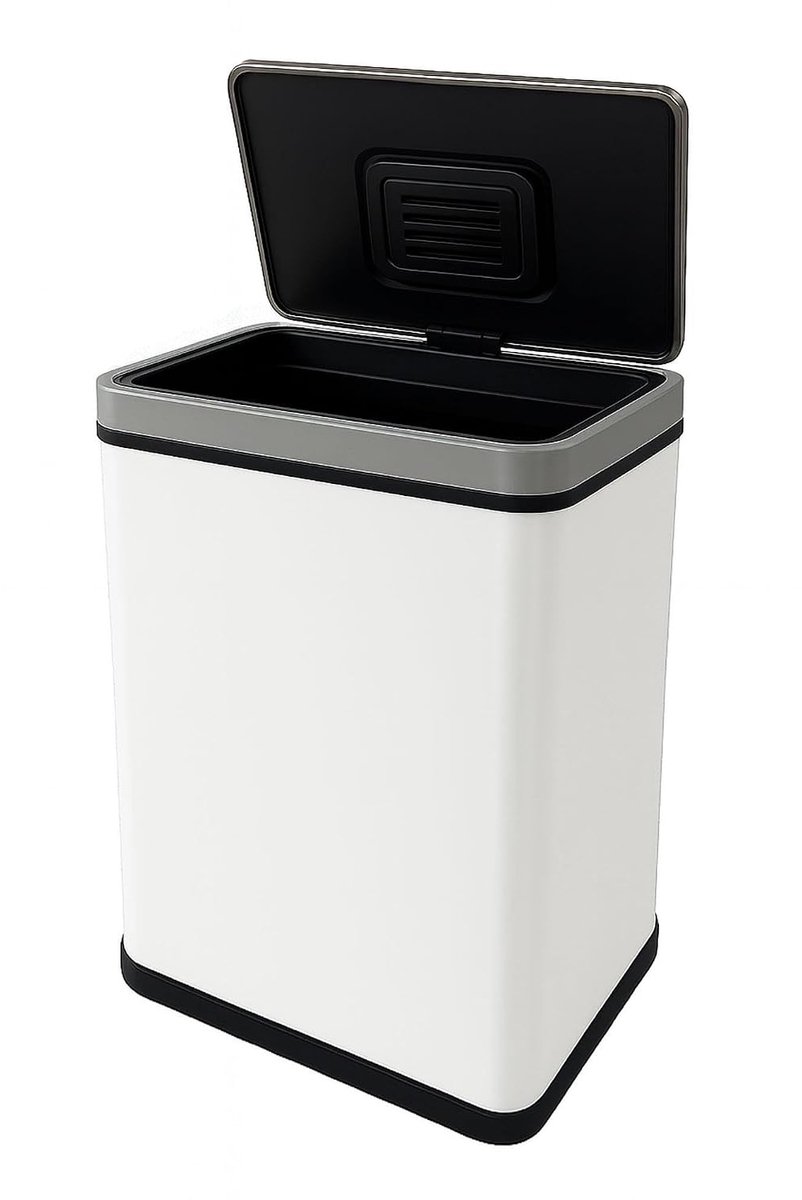 Vuilnisbak 50 L - Wit RVS - Automatische Sensor - Hygiënisch en geurfilter - ShopVlot