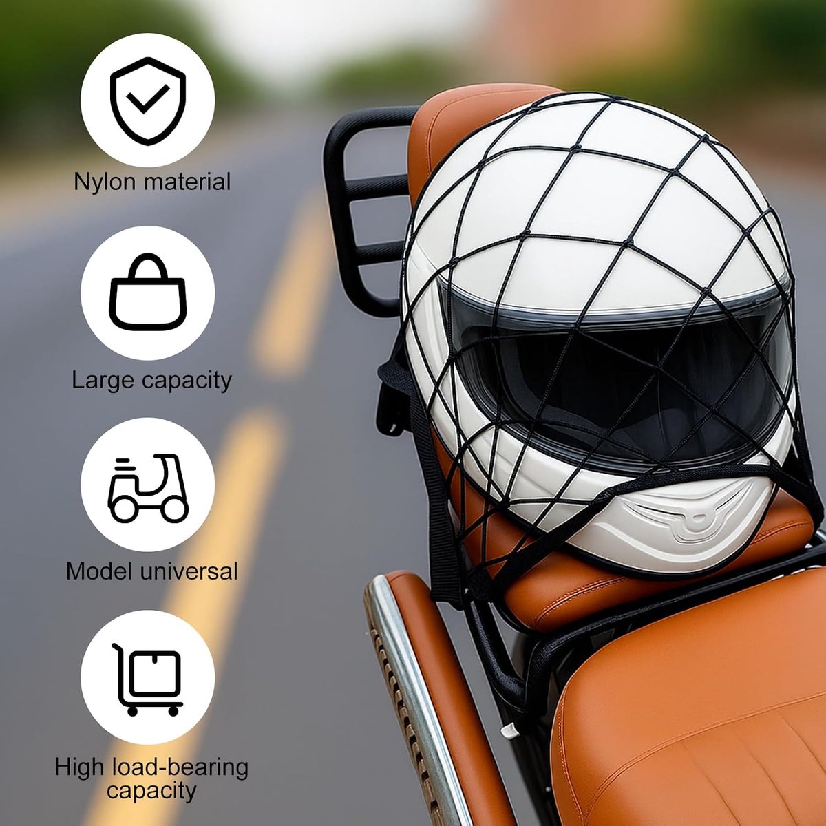 Bagagenet E-Bike & E-Scooter - Elastisch met 4 Haken - Fietsmand Net - Veiligheid voor Helmen en Accessoires - ShopVlot