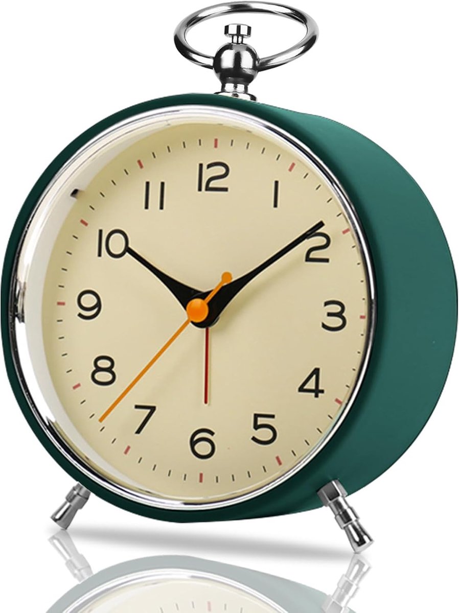 Analoge wekker 11 cm - rond met nachtlicht - snooze functie - ideaal voor diepe slapers - ShopVlot