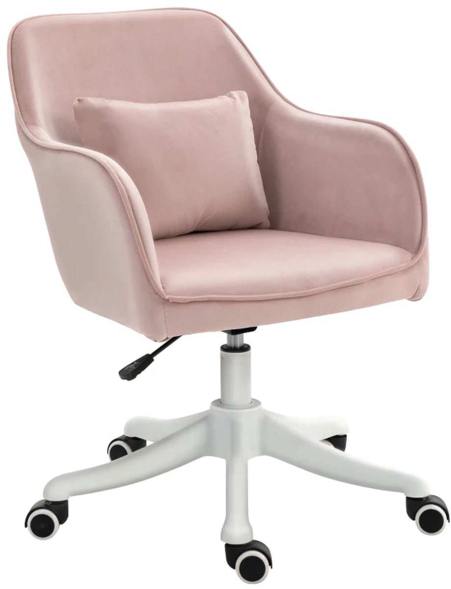 Massage Bureaustoel met Vibratiefunctie, Massagefunctie, Lendensteun & USB-poort - In Hoogte Verstelbaar - 360° Draaibaar - Kantoorstoel - Gamestoel - Volwassenen Stoel - Computerstoel - Roze
