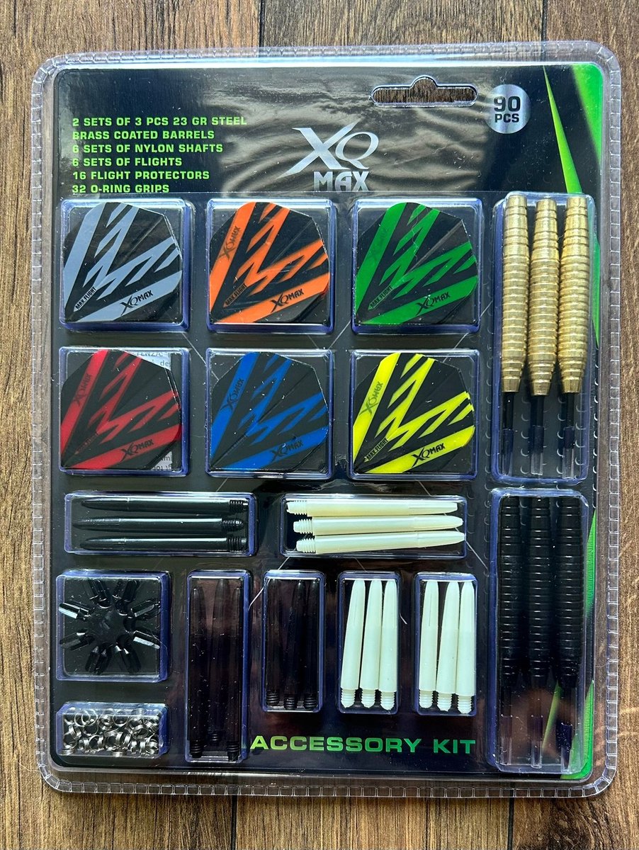 XQ MAX Dartset 90 Delen Staal Messing 23g met Accessoires