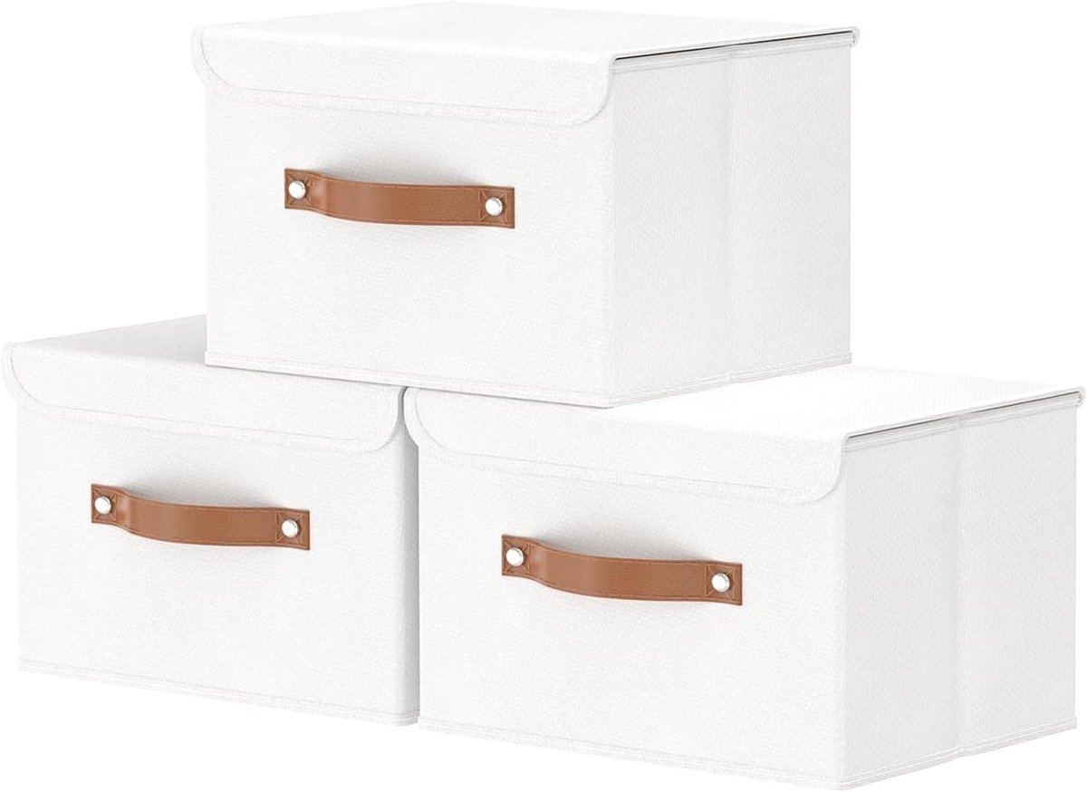 Opvouwbare opbergdoos 26 x 20 x 17 cm - stof met handvaten - voor kleding - duurzame organisatie - ShopVlot