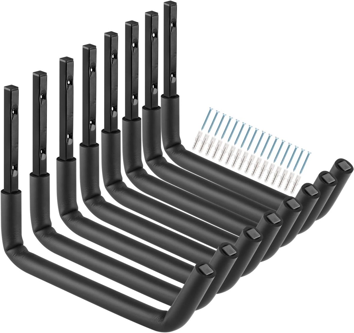 Thijox - 8 Pack Heavy Duty Garage Opslag Haken met 12 Inch Jumbo Arm, Wandgemonteerde Opberghanger voor Fietsen, Tuingereedschap, Klapstoelen en Meer