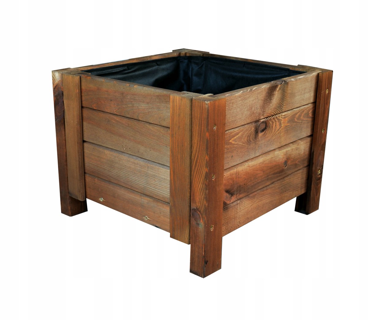 Houten bloembak vierkant 39x39x30 cm, donkerbruin
