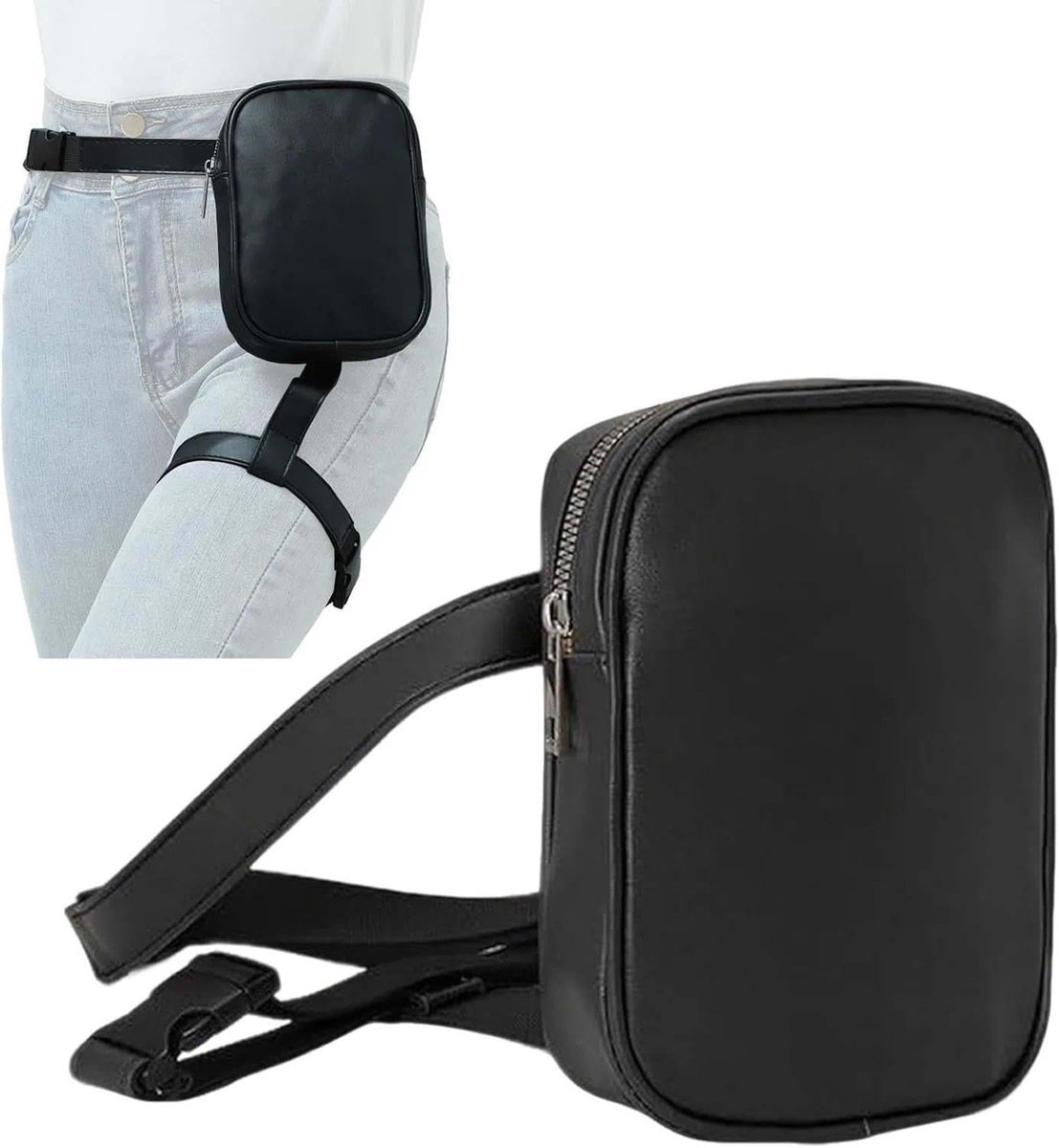 SnelShoppen - Dames Been Tas Motorfiets Been Tas | Waterdicht Faux Leer met Verwijderbare Strap, Draagbare Been Tas voor Festivals, Compact en Lichtge