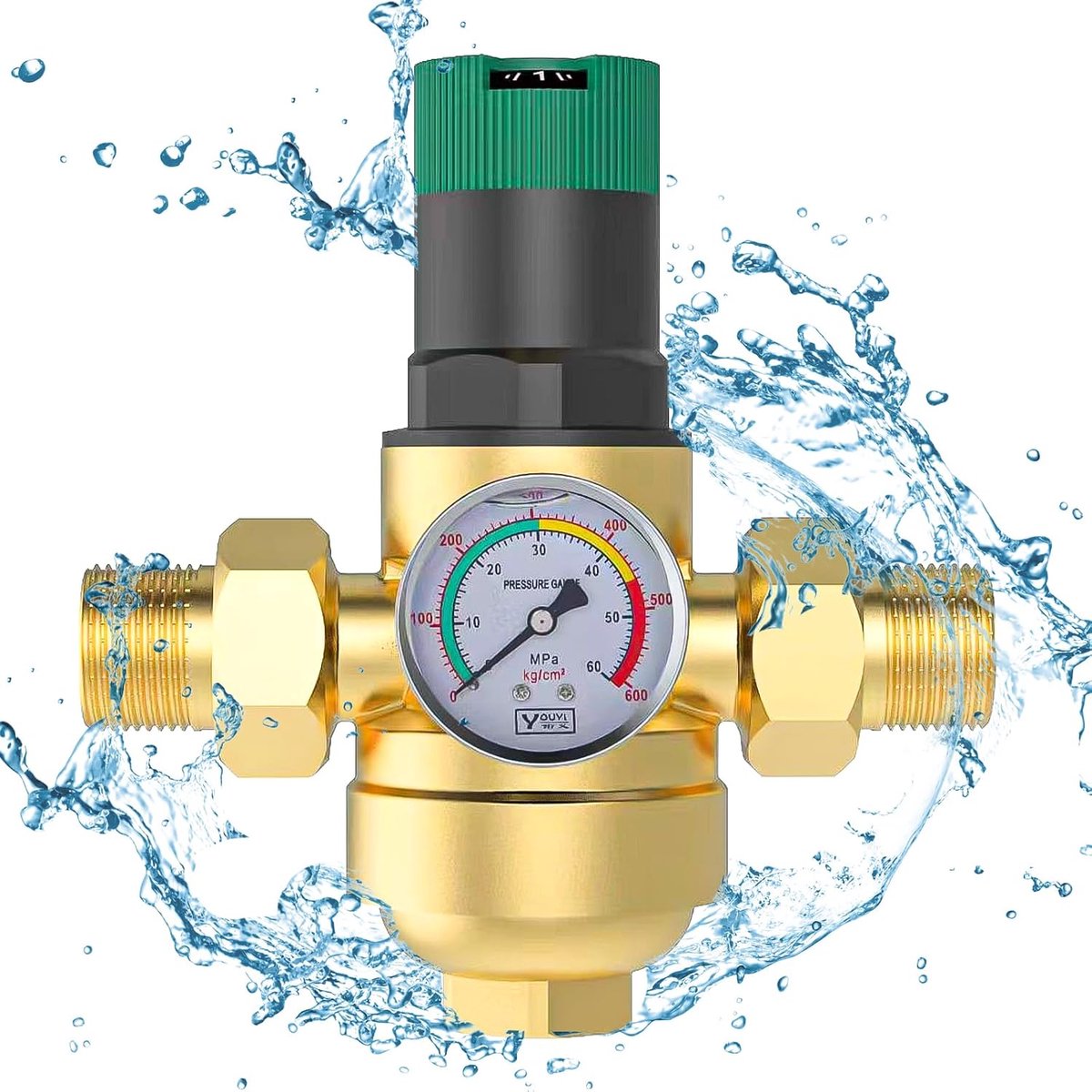 Waterdrukregelaar 3/4 inch - Messing - Met drukmeter en filter - Voor nauwkeurige drukregeling - ShopVlot