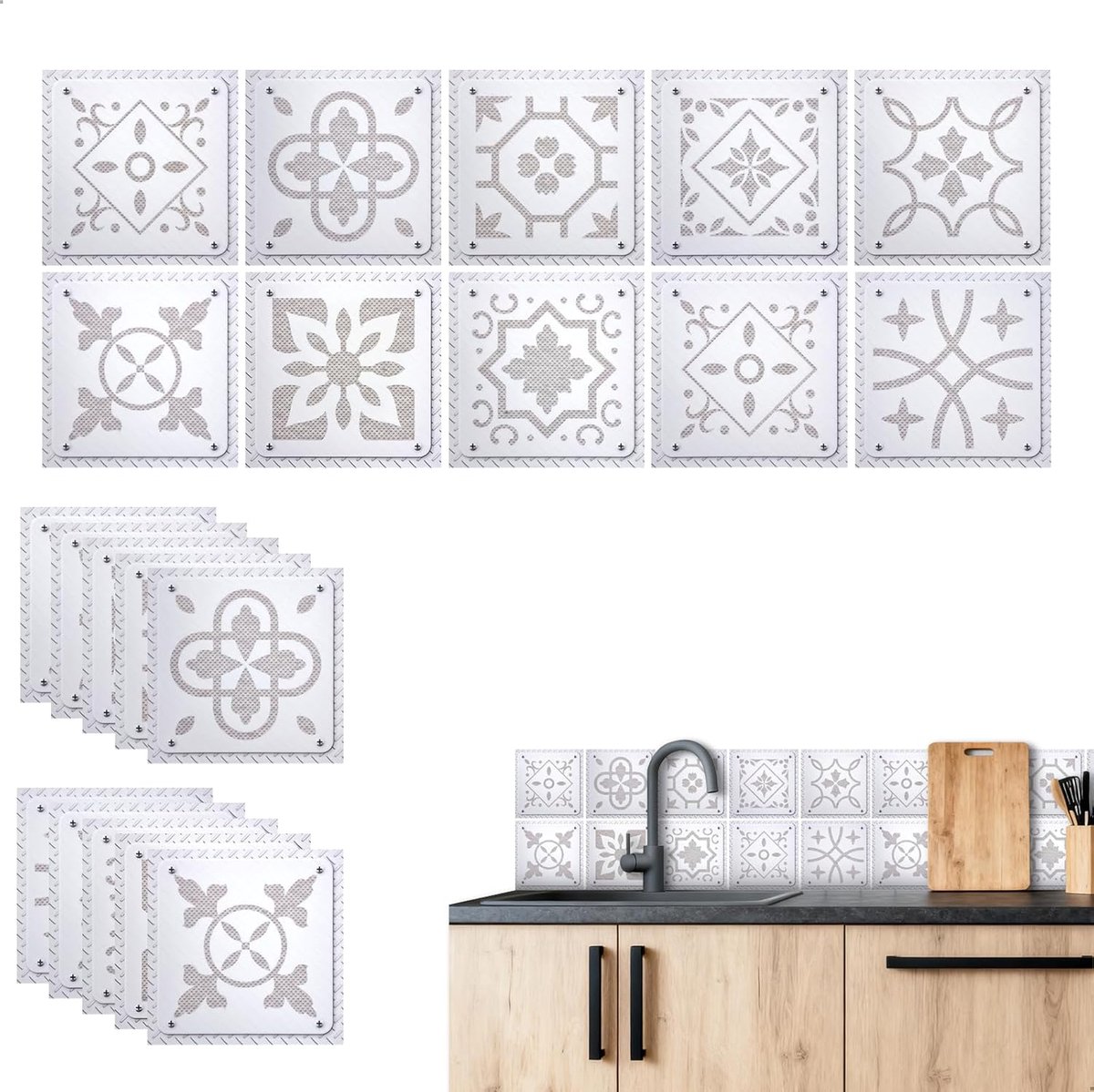 Zelfklevende Tegels 15 x 15cm - Water- en Oliebestendig - Makkelijk schoon te maken - Voor keuken en badkamer - ShopVlot