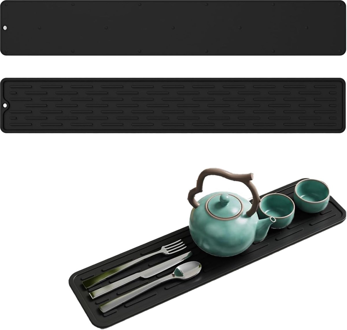 Drainmat smal 55 x 88 cm - silicone - hittebestendig - ideaal voor glazen en borden - ShopVlot