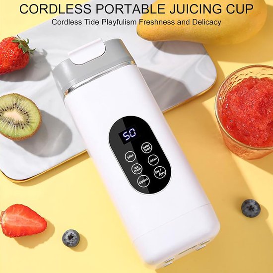 Draagbare Blender - Shakebeker Smoothie Maker - Drankjes Maken - USB Oplaadbaar - 23.2 cm - Wit — afbeelding 4