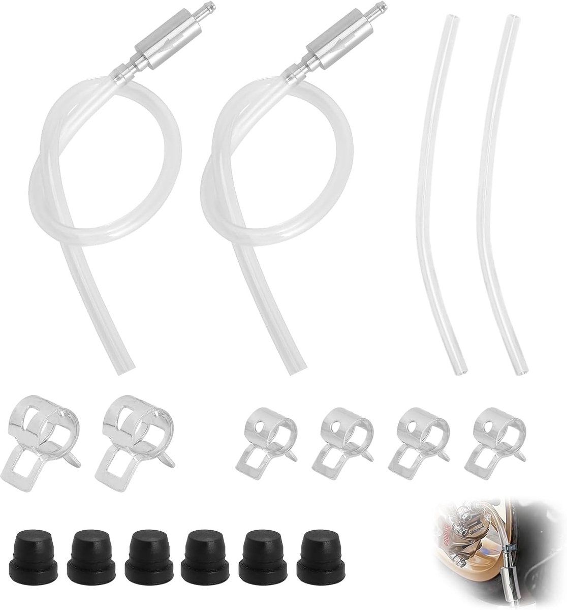2Pcs Brake Vent Hose, Brake Air Vent Motor, Brake Air Vent Set with Check Valve, Transparent Hose for Motorcycle - SnelShoppen