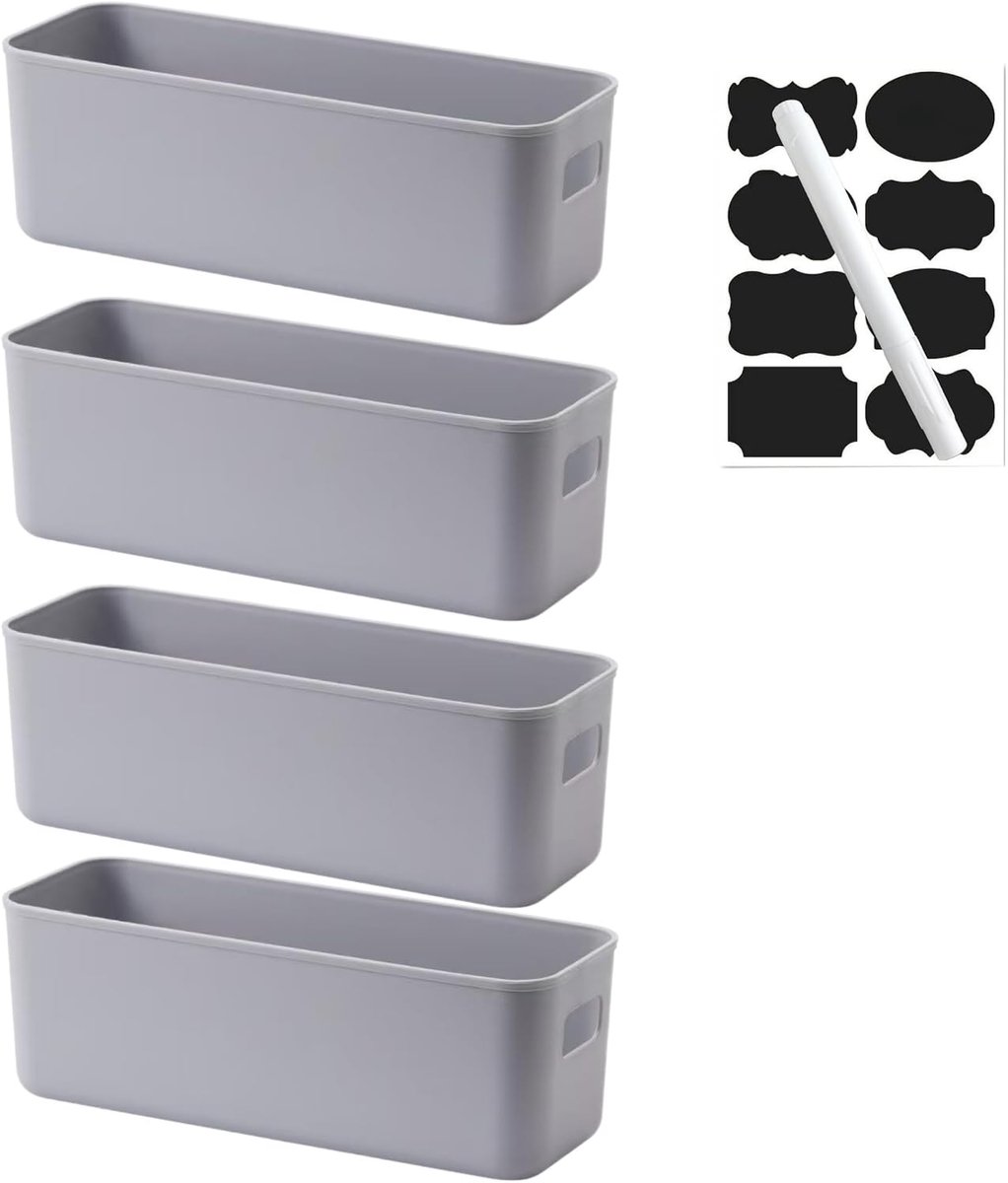 Opbergbakken set 4-delig - kunststof - smal formaat - ideaal voor keuken en badkamer - ShopVlot